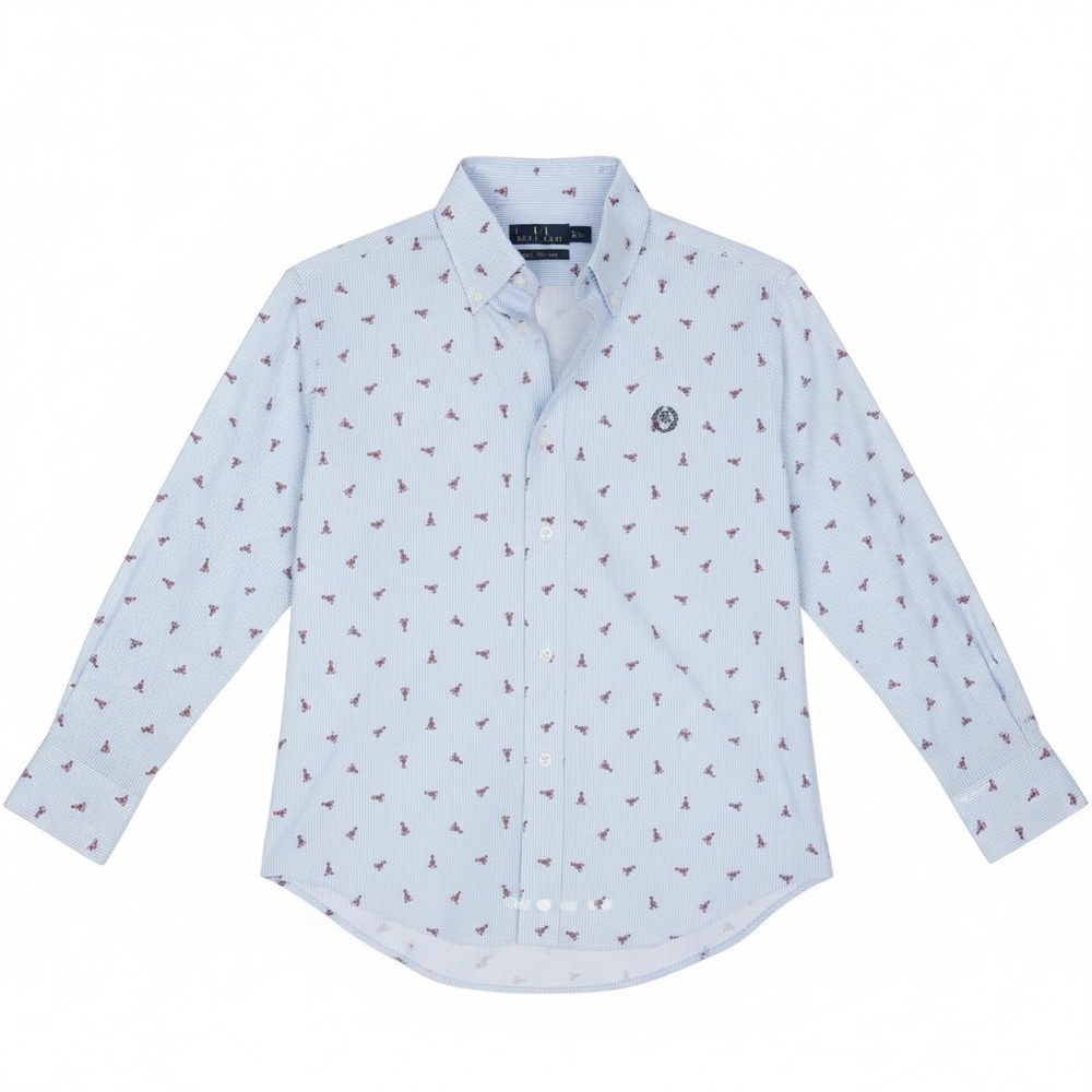 NWT‎ Lauren Ralph Lauren Striped Button Down Shirt with Allover Lobster Print